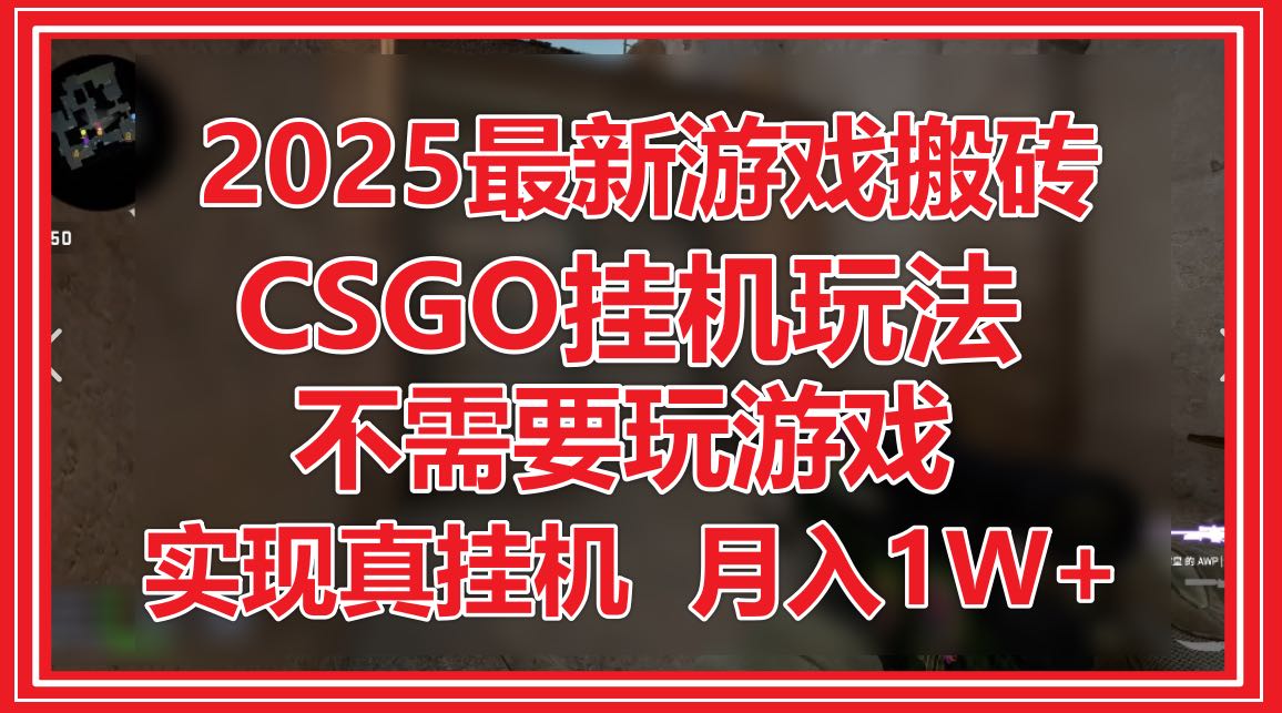 2025最新游戏搬砖，CSGO挂机，不需要玩游戏，实现真挂机，月入1W+-吾爱自习网