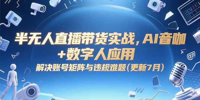 半无人直播带货实战，AI音咖+数字人应用 解决账号矩阵与违规难题(更新7月-吾爱自习网