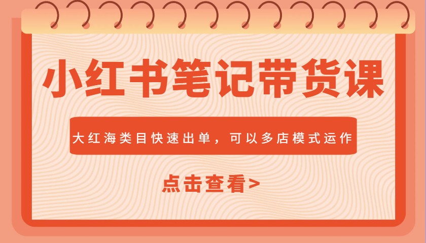 小红书笔记带货课，大红海类目快速出单，市场大，可以多店模式运作(更新)-吾爱自习网