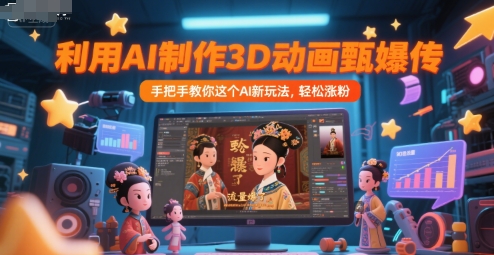 利用AI制作3D动画甄嬛传，流量爆了，手把手教你这个AI新玩法，轻松涨粉-吾爱自习网
