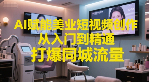 AI赋能美业短视频创作，从入门到精通，打爆同城流量，超级AI工具短视频实操落地-吾爱自习网