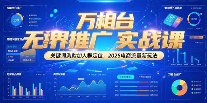 万相台无界推广实战课,关键词测款加人群定位,2025电商流量新玩法-吾爱自习网