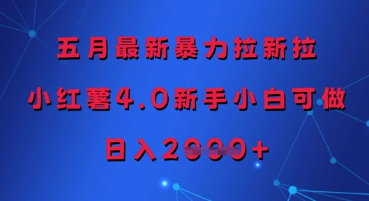 五月最新暴力拉新拉，小红薯4.0新手小白可做，日入多张-吾爱自习网