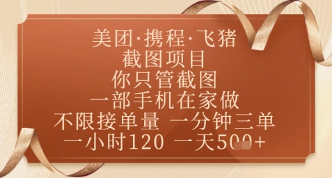 飞猪美团截图项目，你只管截图，一部手机在家做，正规平台无套路，一天5张+【揭秘】-吾爱自习网