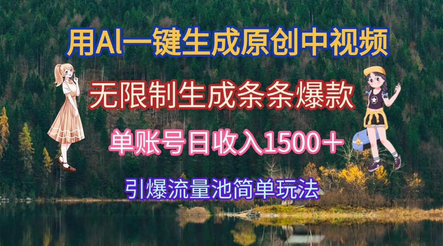 用Al一键生成原创中视频，无限制生成条条爆款，单账号日收入1500＋引爆…-吾爱自习网