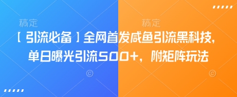 【引流必备】全网首发咸鱼引流黑科技，单日曝光引流500+，附矩阵玩法【揭秘】-吾爱自习网