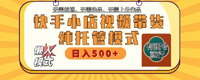 快手小店托管代运营，无需剪辑，无需选品，无需上传作品，全程无需操作，轻松月入5k+【揭秘】-吾爱自习网