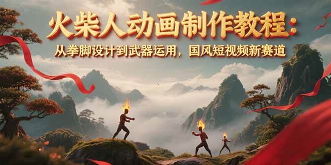 火柴人动画制作教程：从拳脚设计到武器运用，国风短视频新赛道-吾爱自习网