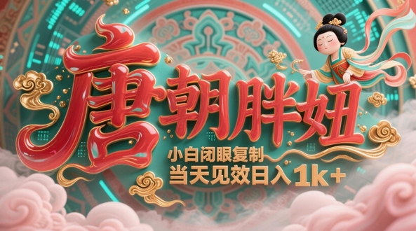 用AI克隆“唐朝胖妞”日更3条，平台疯狂推流，小白闭眼复制，当天见效，日入1k+-吾爱自习网