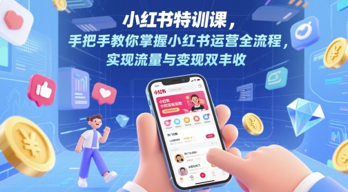 小红书特训课，手把手教你掌握小红书运营全流程，实现流量与变现双丰收-吾爱自习网