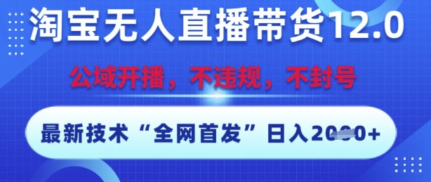 淘宝无人直播带货12.0，最新技术，不封号，不违规，操作简单，开播爆单，日入多张【揭秘】-吾爱自习网
