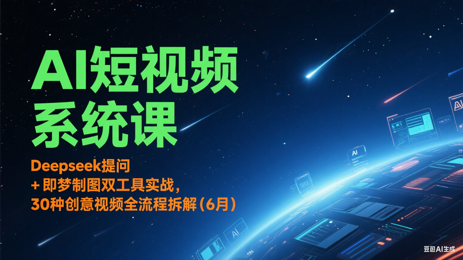 AI短视频系统课：Deepseek提问 + 即梦制图双工具实战，30种创意视频全流程拆解(6月)-吾爱自习网