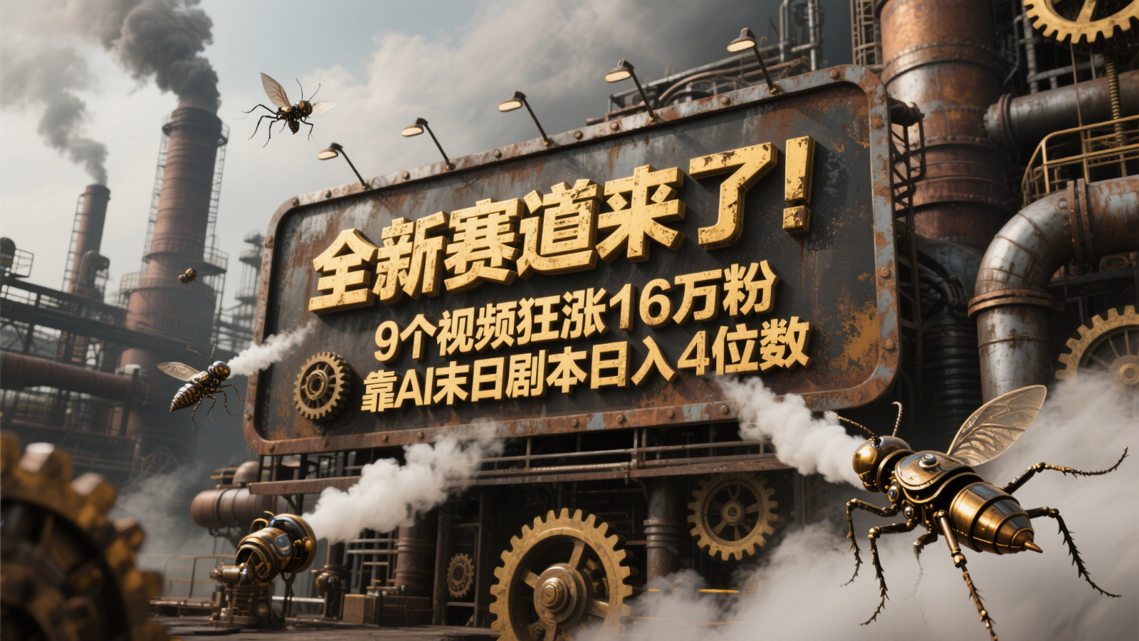 全新赛道来了！9个视频狂涨16万粉，靠AI末日剧本日入4位数，评论区爆肝追更！-吾爱自习网