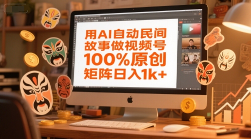 用AI自动民间故事做视频号，100%原创，矩阵日入1k+-吾爱自习网
