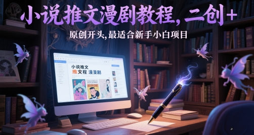 小说推文漫剧教程，二创+原创开头，最适合新手小白项目-吾爱自习网