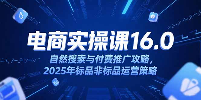 淘宝电商运营课16.0，自然搜索与付费推广攻略，2025年标品非标品运营策略-吾爱自习网