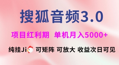 搜狐音频挂ji3.0.可矩阵可放大，独家技术，稳定月入5000+【揭秘】-吾爱自习网