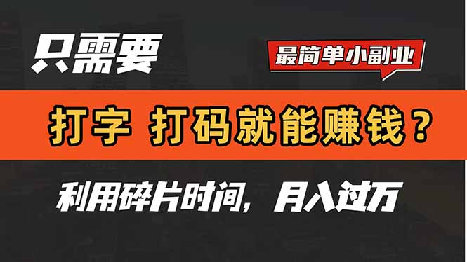 只需要打字，打码，就能赚钱？简单的赚钱小副业，利用碎片时间，月入过万-吾爱自习网