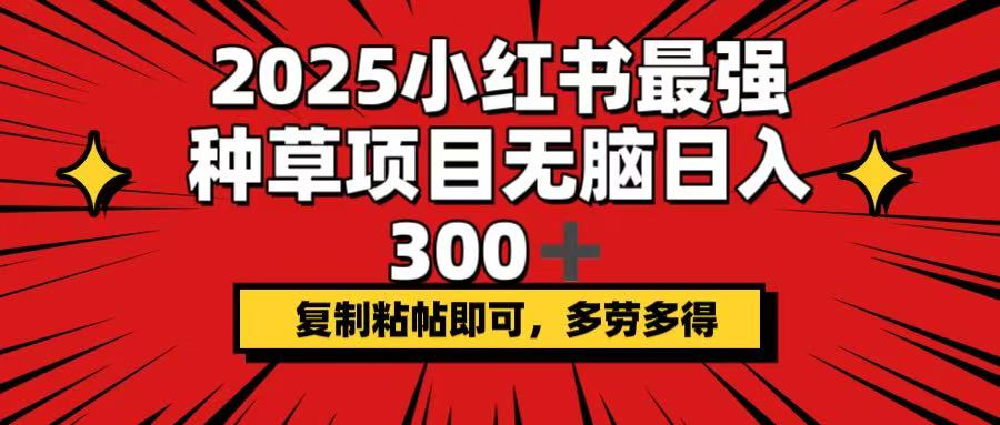 2025小红书最强种草项目，无脑日入300+，复制粘帖即可，多劳多得-吾爱自习网