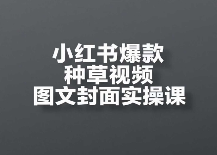 小红书爆款种草视频图文封面实操课，​开店、选品、引流、变现全流程-吾爱自习网