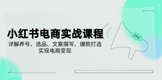 小红书电商实战课程，详解养号、选品、文案撰写、爆款打造，实现电商变现-吾爱自习网