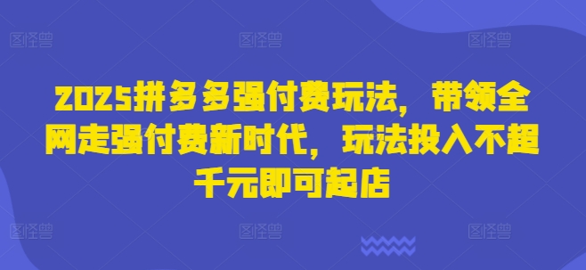 2025拼多多强付费玩法，带领全网走强付费新时代，玩法投入不超千元即可起店-吾爱自习网