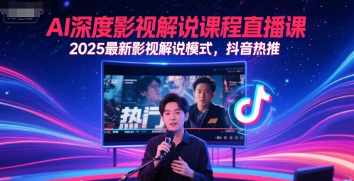 AI深度影视解说课程直播课，2025最新影视解说模式，抖音热推-吾爱自习网