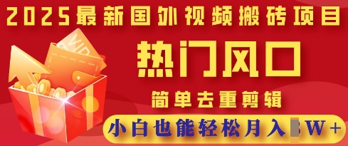 2025最新视频搬砖项目，热门风口，简单去重剪辑，小白也能轻松月入过W-吾爱自习网