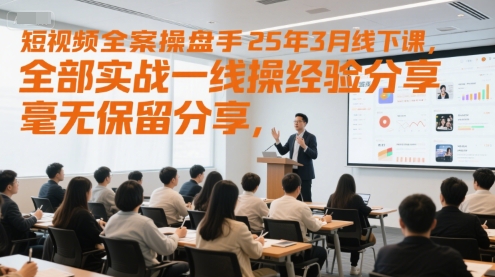 短视频全案操盘手25年3月线下课，全部实战一线操盘手经验分享，毫无保留分享，全是干货-吾爱自习网