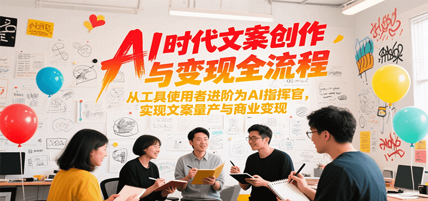 AI时代文案创作与变现全流程，从工具使用者进阶为AI指挥官，实现文案量产与商业变现-吾爱自习网
