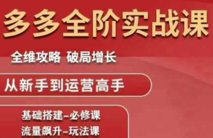 拼多多全阶实战课程，全维攻略，破局增长，从新手到运营高手-吾爱自习网