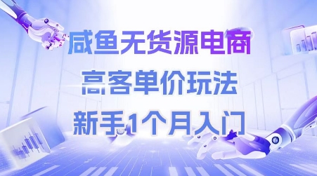 咸鱼无货源电商，高客单价玩法，新手1个月入门-吾爱自习网