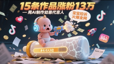 用AI制作幼崽代言人，宝宝的控诉火爆全网，15条作品涨粉13W，单号月入5位数实操教程-吾爱自习网