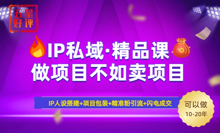 2025年“IP私域·密训精品课”，日赚3000+小白避坑年赚百万，暴力引流…-吾爱自习网