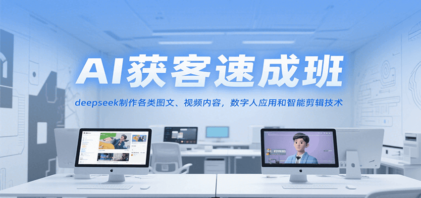 AI获客速成班，deepseek制作各类图文、视频内容，数字人应用和智能剪辑技术-吾爱自习网