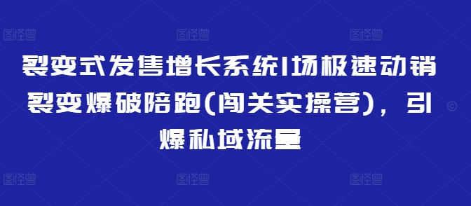 裂变式发售增长系统1场极速动销裂变爆破陪跑(闯关实操营)，引爆私域流量-吾爱自习网