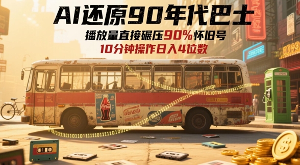 AI还原90年代巴士，一帧就让70后泪崩，播放量直接碾压90%怀旧号，每天操作十分钟，日入四位数-吾爱自习网