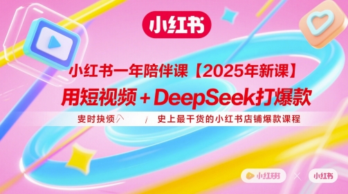 小红书一年陪伴课【2025年新课】，用短视频+deepSeek打爆款，史上最干货的小红书店铺爆款课程-吾爱自习网