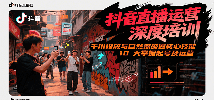 抖音直播运营深度培训，千川投放与自然流核心技能，10天掌握起号及运营(6-7月新课)-吾爱自习网