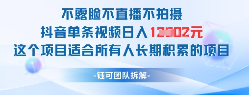 不露脸不直播不拍摄抖音单条视频日入1k+这个项目适合所有人长期积累的项目-吾爱自习网
