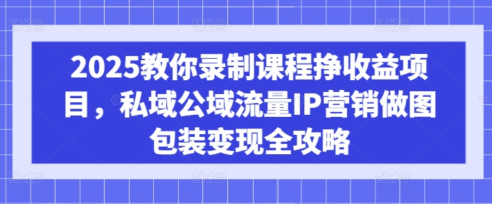 2025教你录制课程挣收益项目，私域公域流量IP营销做图包装变现全攻略-吾爱自习网