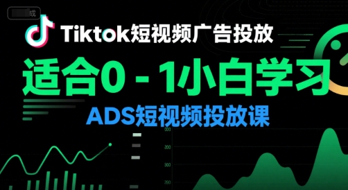 Tiktok短视频广告投放，适合0-1小白学习ADS短视频投放课-吾爱自习网